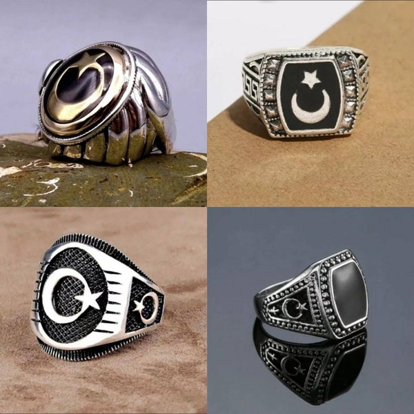 4x Islamic Crescent Moon Star Ring *BULK DEAL* Free Gift Included Eid Jewellery Gift