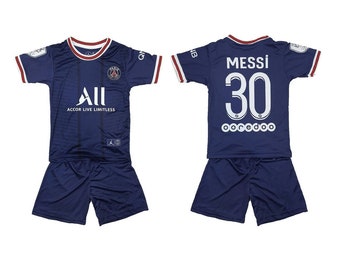 kids26,Navy Blue 1 Set Messi PSG #30 Home Jersey 2021-2022 Lionel Messi Paris Saint Germain Team Jersey Suit