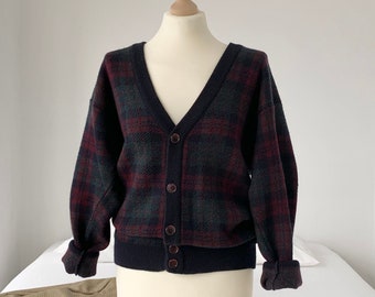 Yves Saint Laurent Vintage 1990 Checked Cardigan Made in Italy