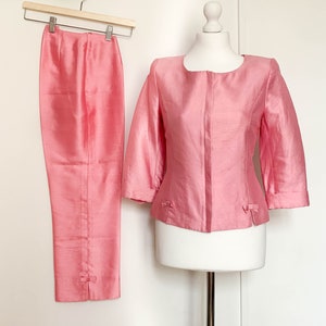 Vintage Georges Rech Set Blazer e Pantaloni Seta Made in France Taglia Piccola