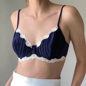 La Perla Navy Pleated Lace Bra