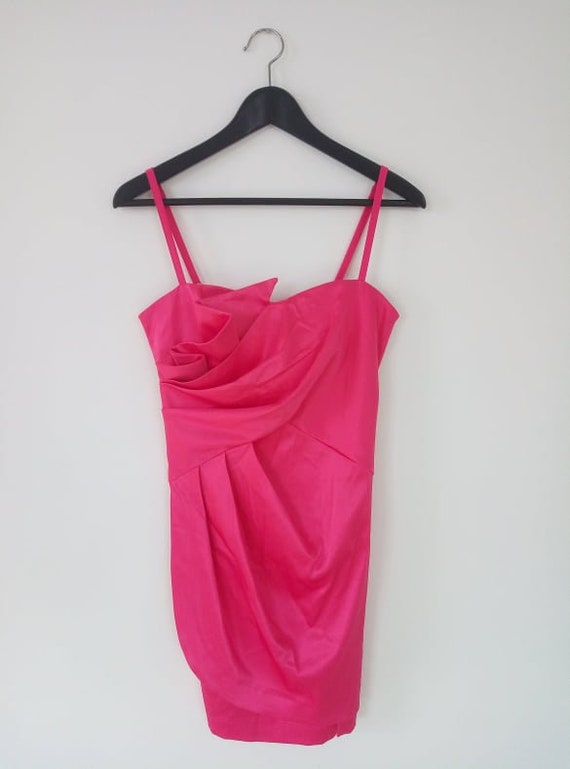 Ruffled chest pink dress