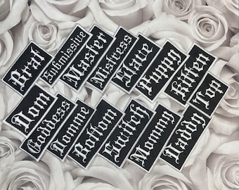 BDSM Patches, Top Patch, Bottom Patch, Kitten Patch, Puppy Patch, Vest Patches, lifestyle patch, NSFW Embroidery, Kink community,
