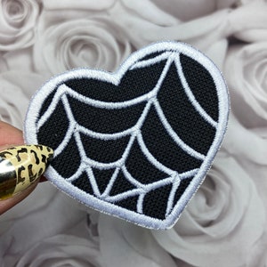 Spiderweb Patch, Heart Patch, Goth Gifts, Gothic accessories, Spooky gifts, Lovers patches, Valentines Goth, Patches for Jackets