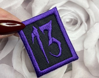 Lucky 13 Patch: Gothic Tattoo Flash, Iron-On Applique
