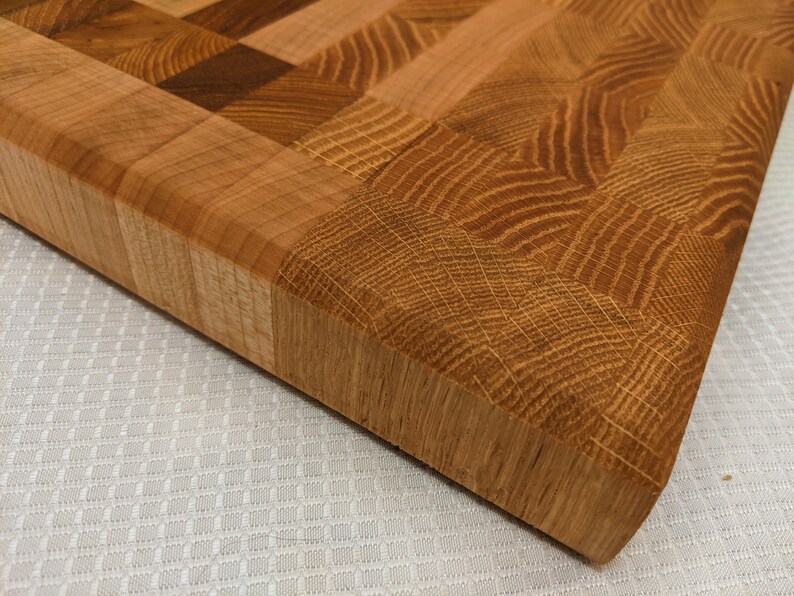 Solid Butcher Block End Grain Cutting Board, 1.5 Thick, 13.5x12.75