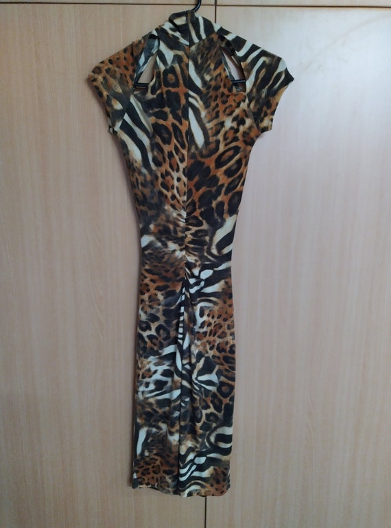 CACHE Stretch Leopard Print Keyhole Bodycon Dress