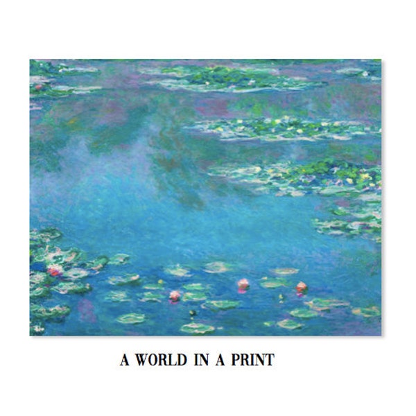 IMPRIMIBLE Monet Waterlilies Claude Monet Flores de primavera, Imprimible 4 tamaños Descarga instantánea, Arte digital antiguo retro