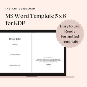 KDP Book Template 5 x 8 in Microsoft Word - Easy to Use e-book/paperback template - Customizable  template for publishing - Instant Download