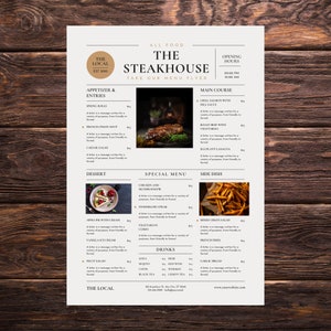Plantilla para menú de restaurante: menú de comida editable en Canva personalizable