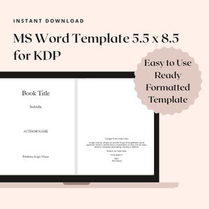 KDP Book Template 5.5 x 8.5 in Microsoft Word - Easy to Use e-book template - Customizable ebook template for publishing - Instant Download