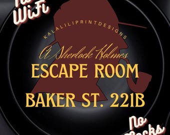 Sherlock Holmes Escape Room utskrivbar | 221B Baker Street Mystery Game PDF | Pusselspel för vuxna och tonåringar | Direktnedladdning