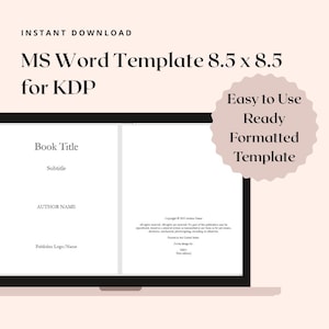 Modèle de livre KDP 8,5 x 8,5 pouces Microsoft Word - Modèle d'intérieur de livre pour enfants/Modèle de livre personnalisable pour la publication/Téléchargement instantané