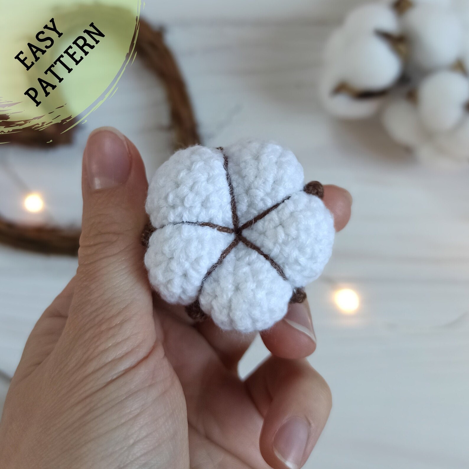 Cotton Flower Easy Crochet Pattern for Beginners Amigurumi Etsy