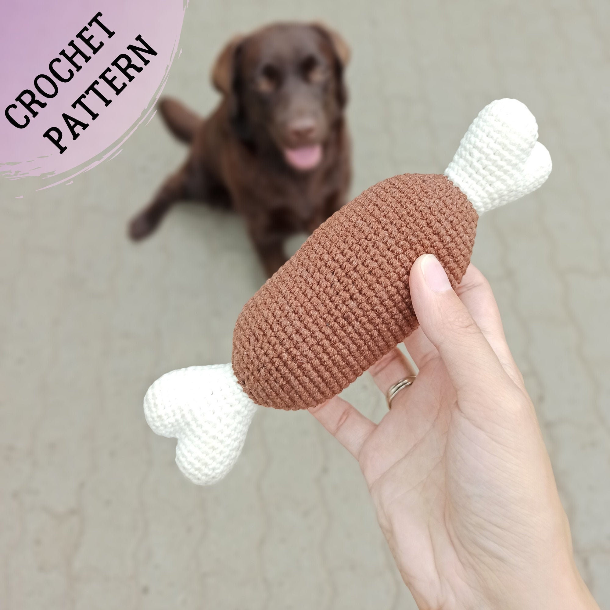 Crochet Dog Bone With Meat Amigurumi Pattern DDF Easy Crochet Etsy