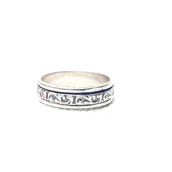 Bague Spinner, Bague en argent 925, Bijoux en argent, Bague d’anxiété, Bague de bande d’argent, Bague de promesse, Bague de méditation, Bague d’inquiétude, Bague de créateur***