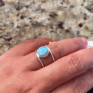 Larimar Ring * Sterling Silver Ring , Statement Ring , Gemstone Ring,* Blue Stone , Bridal Ring , Wedding Ring , Organic Ring ,