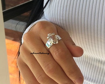 Natural Herkimer Diamond Ring/925 Sterling Silver/Hermiker Dimaond Stone/Rough Herkimer Diamond Ring/Beatiful Ring/Gemstone Ring/Gift item..