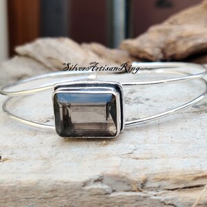 Smoky Quartz Bangle* 925 Sterling Silver Bangle* Amezing Bangle* Adjustable Bangle* Women Bangle* Hand Bangle* Gift for her* Silver Jewelry