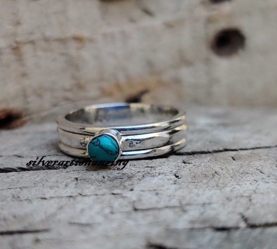 Turquoise Ring Spinner Ring 925 Sterling Silver Ring
