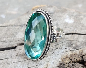 Aquamarine Ring // Gemstone Ring // Handmade Ring // 925 Sterling Silver Ring // Aquamarine Jewelry // Blue Stone Color Ring // Gorgeous Ring