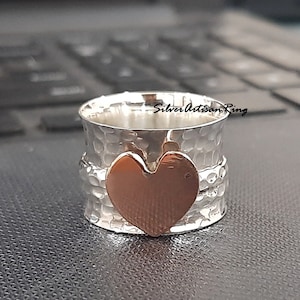 Heart Designe Spinner Ring&lt;&lt; 925 Sterling Silver Ring&lt;&lt; Meditation Ring&lt;&lt; Anxiety Ring&lt;&lt; Amezing Ring&lt;&lt; Worry Ring&lt;&lt; Free Shipping**