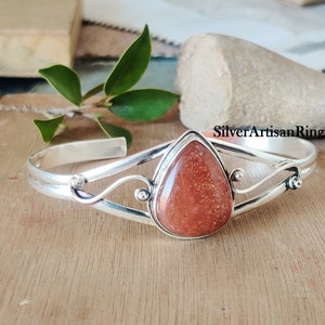 Sunstone Bangle/ Amazing Bangle/ 925 Sterling Silver Bangle/ Handmade Bangle/ Designer Bangle/ Beautiful Bangle/ Women Bangle