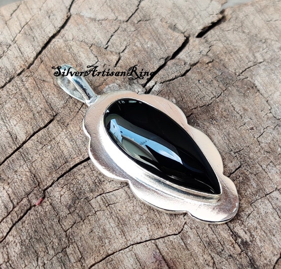 Black Oynx Necklace/ 925 Silver Necklace / Gemstone Necklace / Designer Necklace/ Beautiful Necklace/ Lovely  Necklace/ Black Stone colour