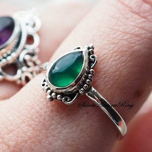 Emerald Ring ~ Gemstone Ring ~ 925 Sterling Silver Ring ~ Handmade Ring~ Beatiful Ring~ Bohemian Ring ~ Women Ring~ Silver Jewelry
