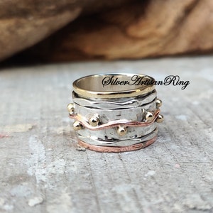 Spinner Ring ,925 Sterling Silver Ring ,Copper Ring, Silver Jewelry ,Worry Ring, Anxiety Ring ,Brass Ring,Woman Ring, Gift for her