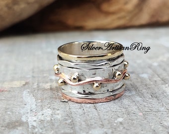 Spinner Ring ,925 Sterling Silver Ring ,Copper Ring, Silver Jewelry ,Worry Ring, Anxiety Ring ,Brass Ring,Woman Ring, Gift for her