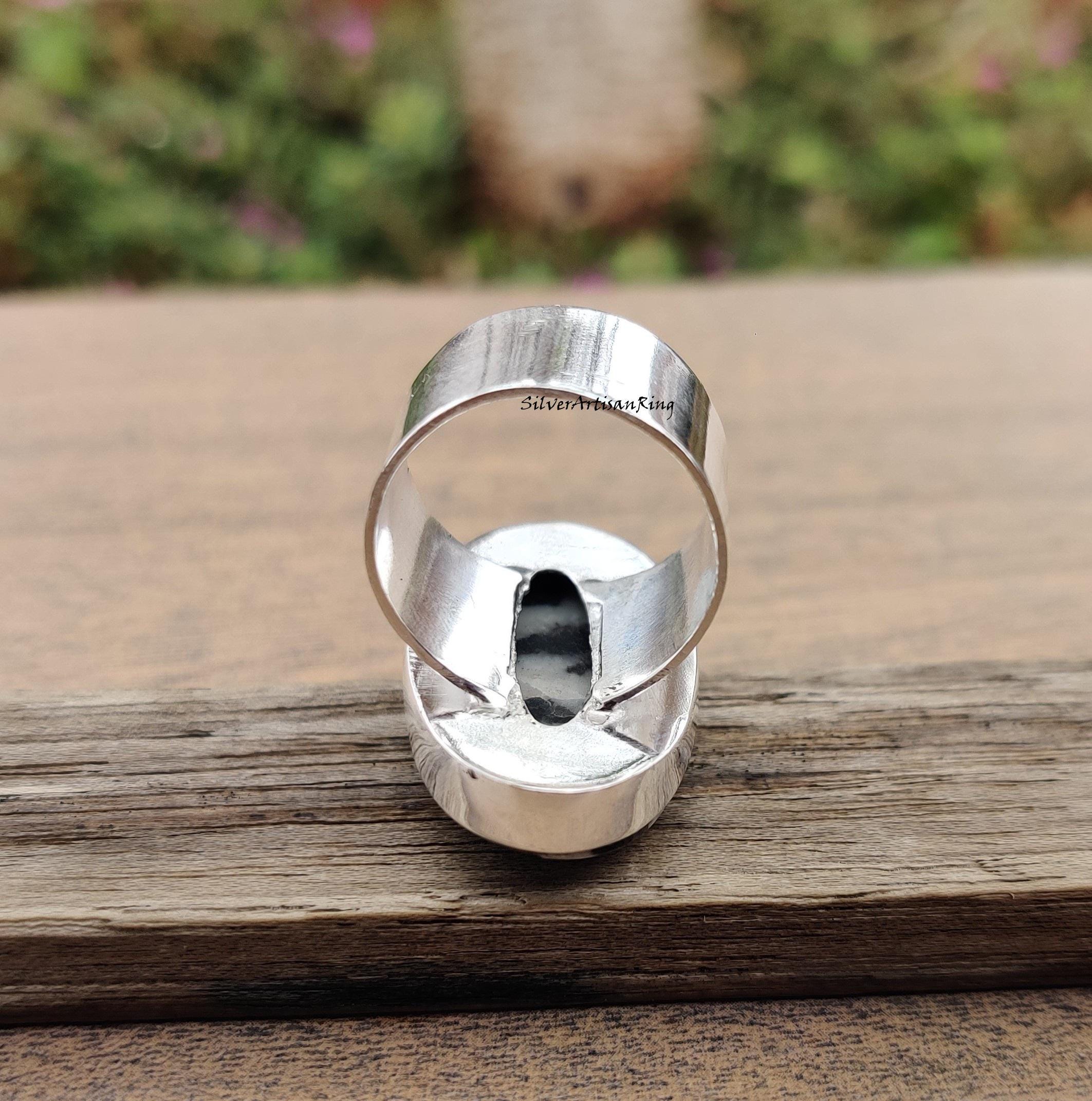Zebra Jasper Ring ~ Dainty Oval Zebra Jasper ~ 925 Sterling Silver
