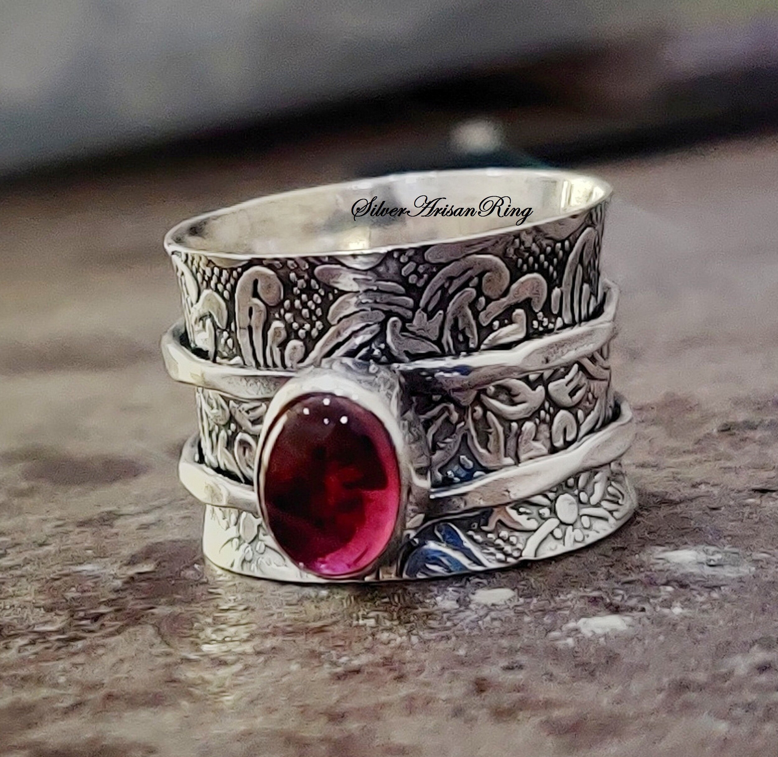 Rubymotion Spinner Rings Ruby Ring ,spinner Ring, Wedding Ring,925 Silver Ring ,oval Created ...