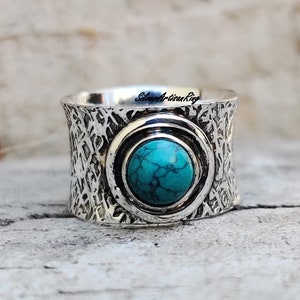 Turquoise Ring.. Handmade Ring..Green Gemstone Ring.. 925 Sterling Silver Ring.. Wonderful Ring.. Band Ring. Dainty Ring .. Mother Gift ...
