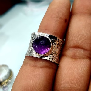Most Popular Amethyst Ring 925 Sterling Silver Ring Meditation Ring Handmade Ring Silver Jewelry Ring Band Ring Beatiful Ring Statement Ring