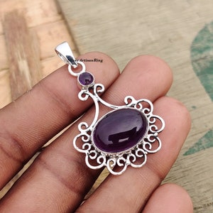 Amethyst Pendant* Oval Designer Pendant* 925 Sterling Silver* Beautiful Pendant* Purple Gemstone* Amazing Pendant* Amethyst Jewelry