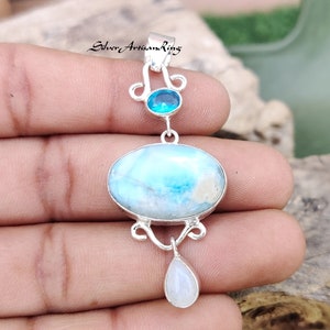 Larimar Pendant | 925 Sterling Silver Pendant | Amezing Pendant | Designer Pendant | Women Pendant | Boho Pendant | Neck pendant