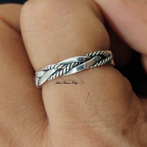 Ring i massivt 925 sterlingsilver, spinnerring, handgjord ring, present till henne, herr- och damring, designerring, silversmycken *** bild 7