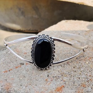 Black Onyx Bangle, 925 Silver Bangle, Gemstone Bangle, Handmade Bangle, Boho Bangle, Women Bangle, Free Shipping, Amezing Bangle