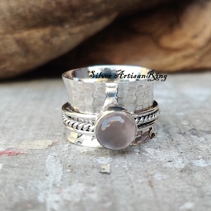 Rose Quartz Ring ,Spinner Ring ,925 Sterling Silver Ring , Handmade Ring, Gemstone Ring, Silver Jewelry ,Beatiful Ring, Woman Ring