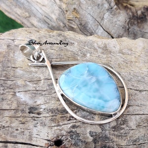 Larimar Pendant, 925 Silver Pendant, Boho Pendant, Boho Pendant, Handmade Pendant, Unique Pendant, Blue Gemstone Color, Neck Pendant