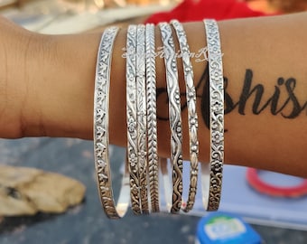 925 Sterling Silver Bangle* Her/him* Handmade Bangles for Gift on All Festival* Stackable Bangles* 7 Design Bangle* Amazing Design Bangles*