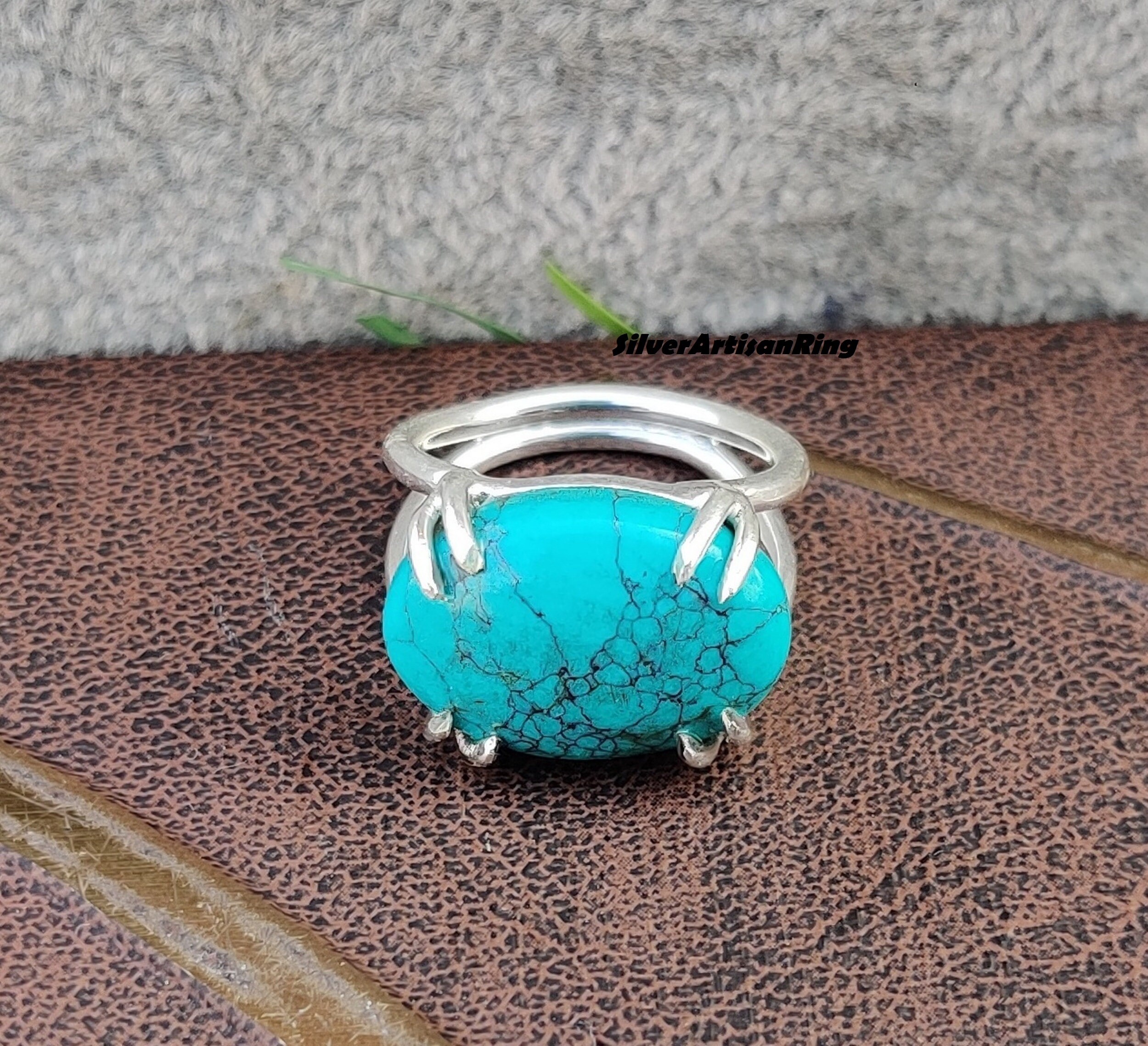 ターコイズリング/ステートメントリング/ターコイズジュエリー/925