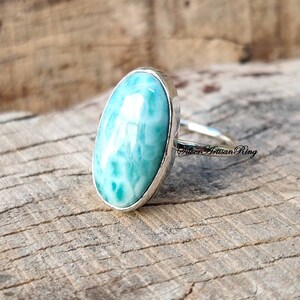 Larimar Ring/925 Sterling Silver Ring/Gemstone Ring/Dainty Ring/Vintage Ring/Bridal Ring/Anniversary Gift/Handmade Ring/Woman Ring image 7