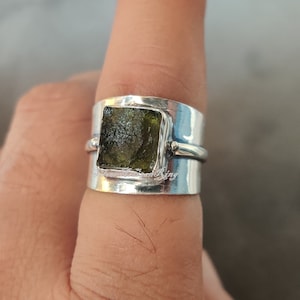 Moldavite Gemstone Ring* Beautiful Band Ring* Handmade Ring* 925 Sterling Silver Ring* Amazing Ring* Stylish Ring* Gift For Her/ Him***