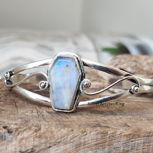 Moonstone Bangle** Coffin Bangle** Adjustable Bangle** Amazing Bangle** 925 Sterling Silver** Natural Gemstone** Beautiful Bangle