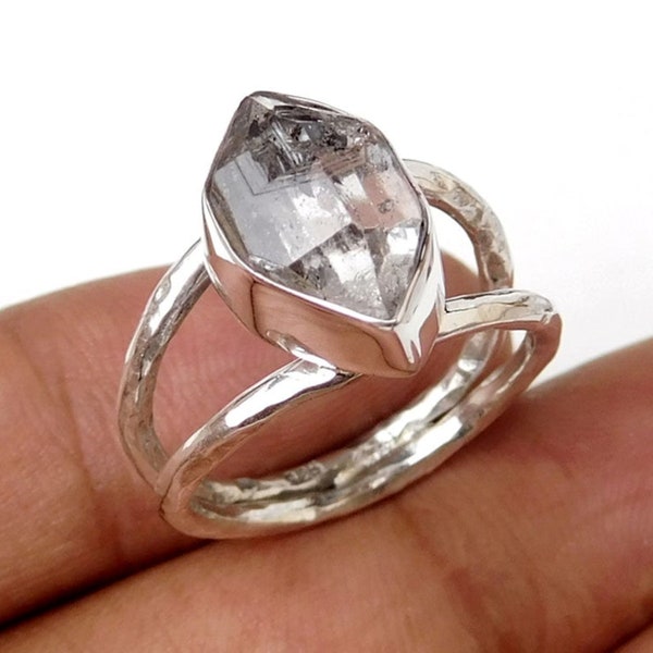 Natural Herkimer Diamond Ring/925 Sterling Silver/Hermiker Dimaond Stone/Rough Herkimer Diamond Ring/Beatiful Ring/Gemstone Ring/Gift item..