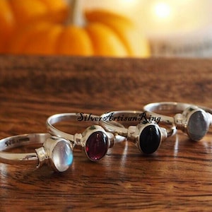 Ruby Ring ~ Handmade Ring ~ 925 Sterling Silver Ring ~ Gemstone Ring ~ Women Ring ~ Moonstone Ring ~ Birthday Ring ~ Gift item ~ Black Onyx Ring