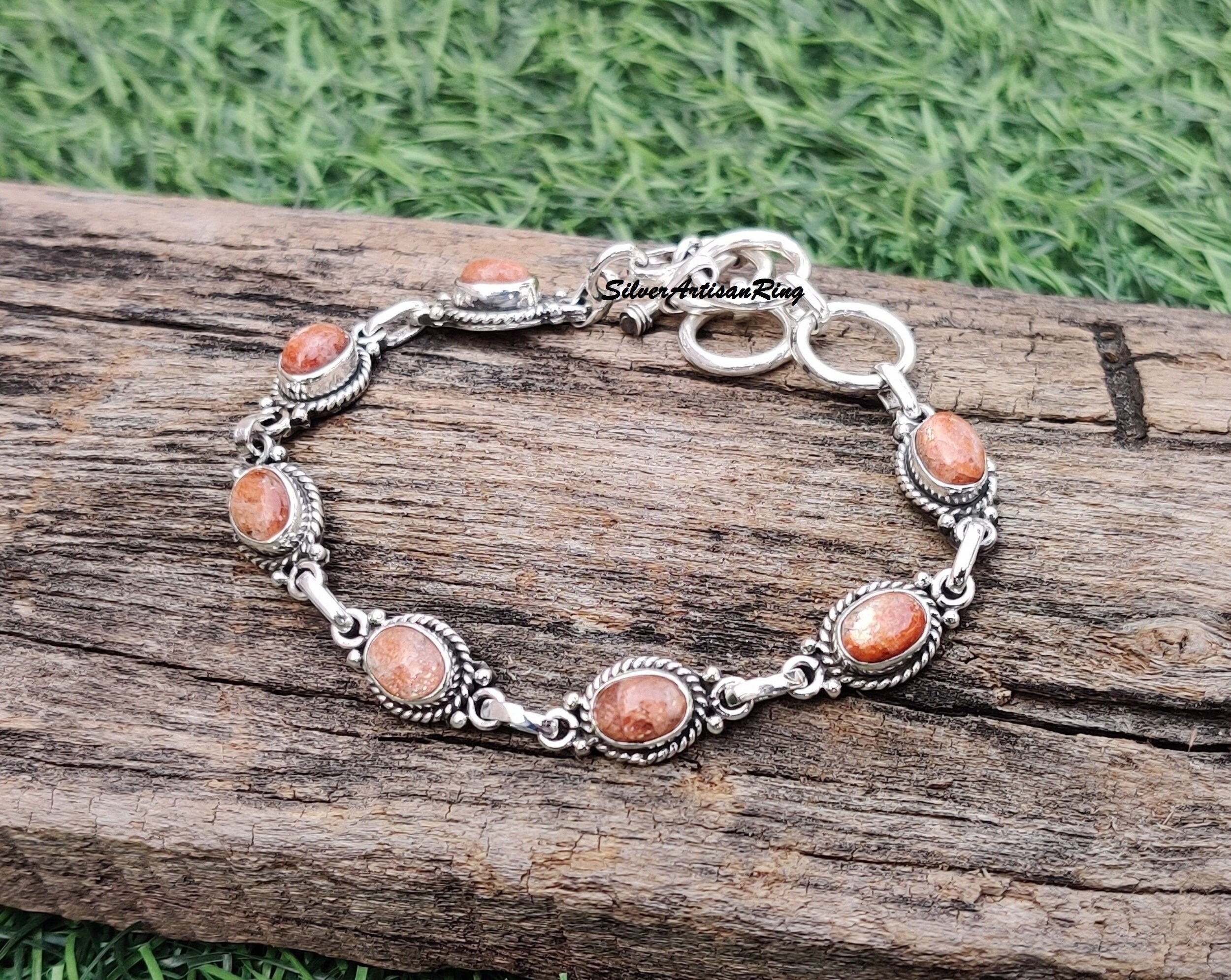 Sunstone Bracelet~ Gemstone Bracelet~ 925 Sterling Silver~ Amazing Bracelet~ Stylish Bracelet~ Women Hand Bracelet~ Gift for her
