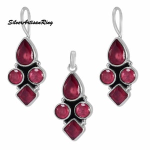 Ruby Pendant * 925 Silver Pendant* Gemstone Pendant* Amezing Pendant* Marvelous Pendant * Wedding Pendant * Beautiful Earring*Gift for her